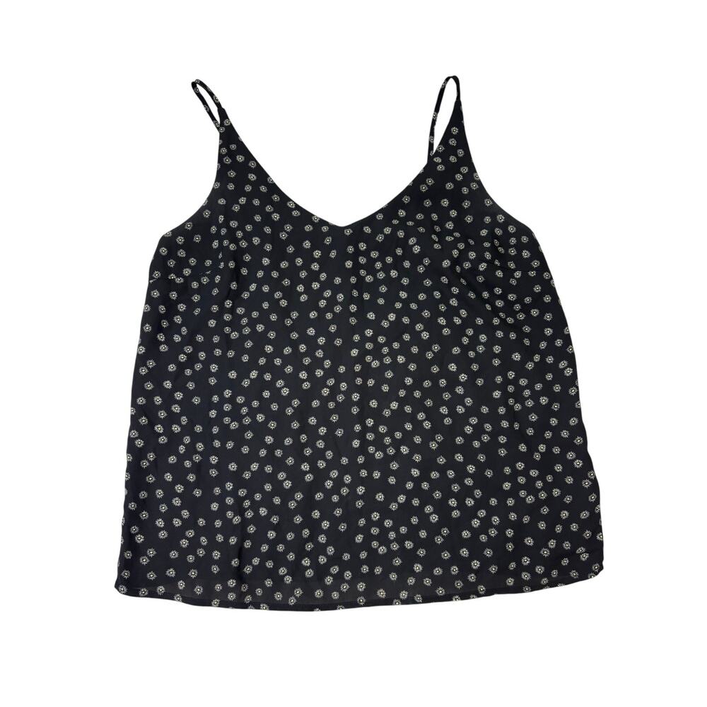 Banana Republic Black Daisy Floral V-Neck Tank Top Women's Medium Boho Preppy